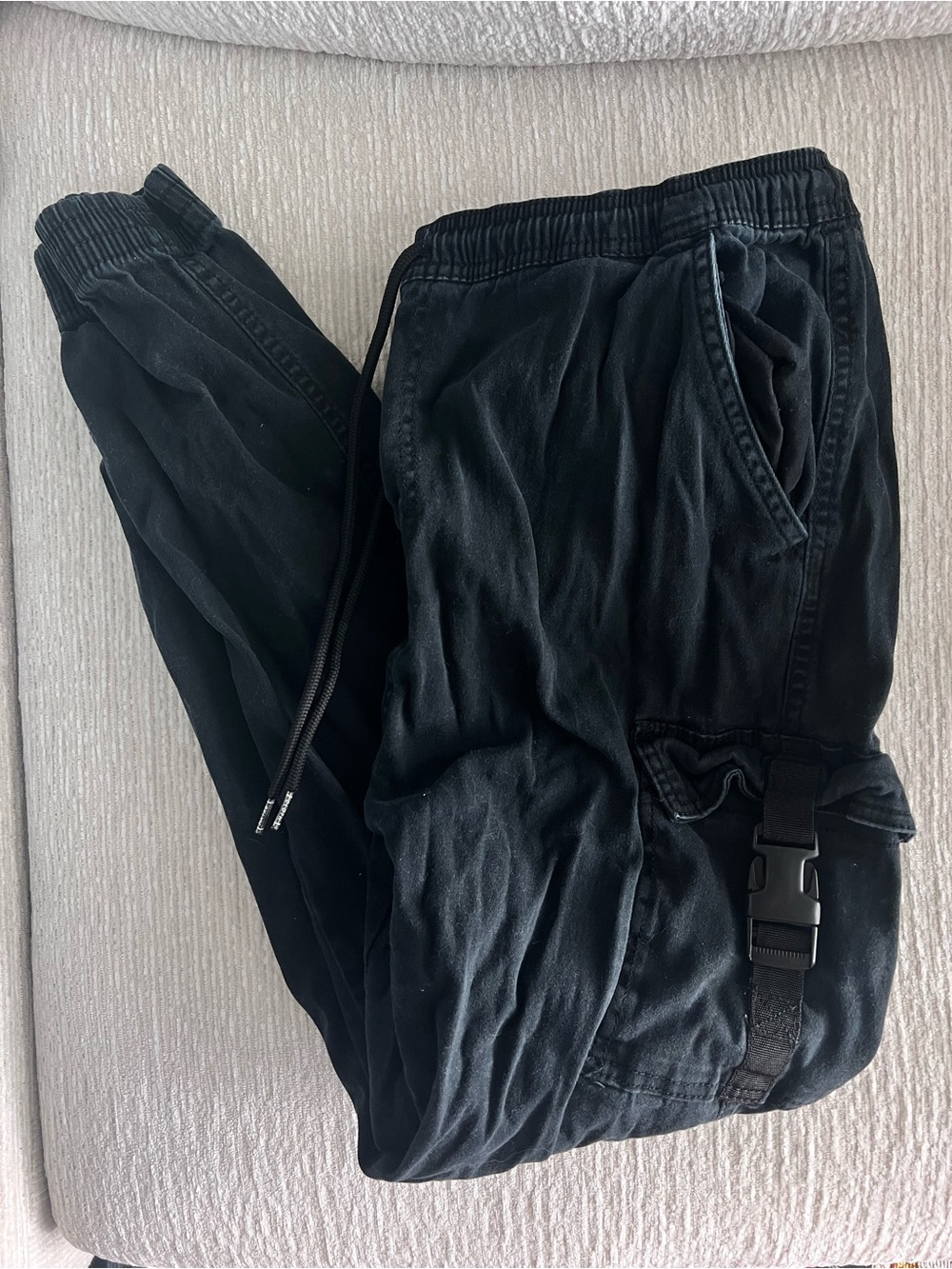 Brooklyn Cloth Black Cargo Jogger Pants with Buckle